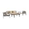 Armen Living Nofi 4 piece Outdoor Patio Set in Charcoal Finish with Taupe Cushions and Teak Wood SETODNOBE - alternate 1